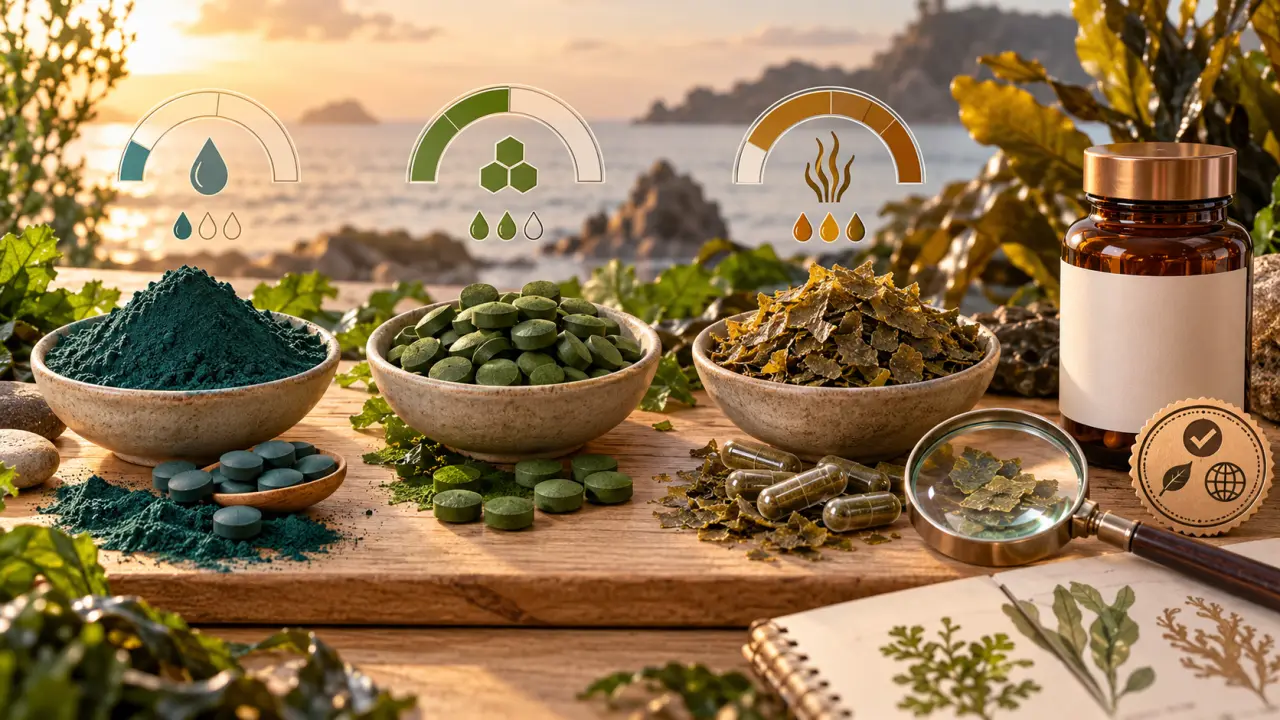 Algues en compléments alimentaires : comparez les espèces, l’iode et la qualité