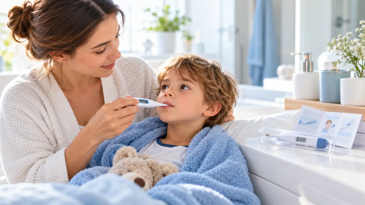 Thermomètre médical posé sur une surface claire