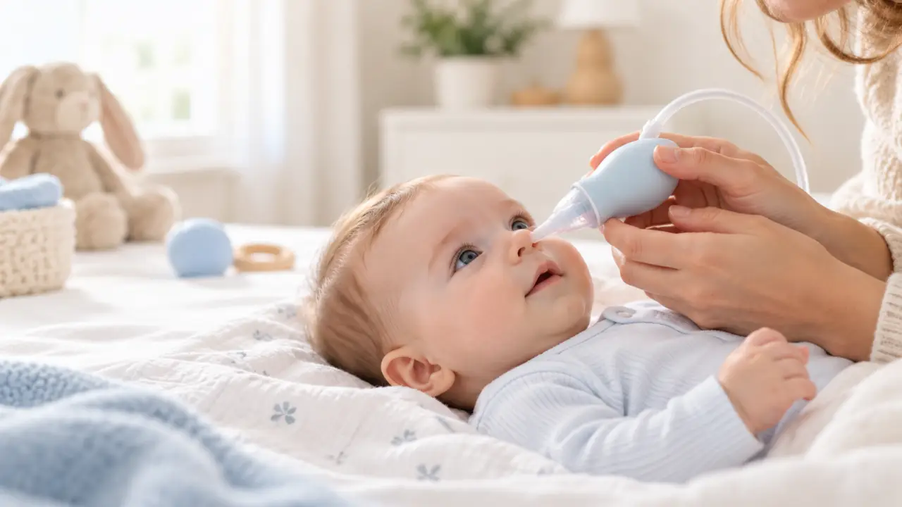 Parent prenant soin du nez de son bébé avec douceur