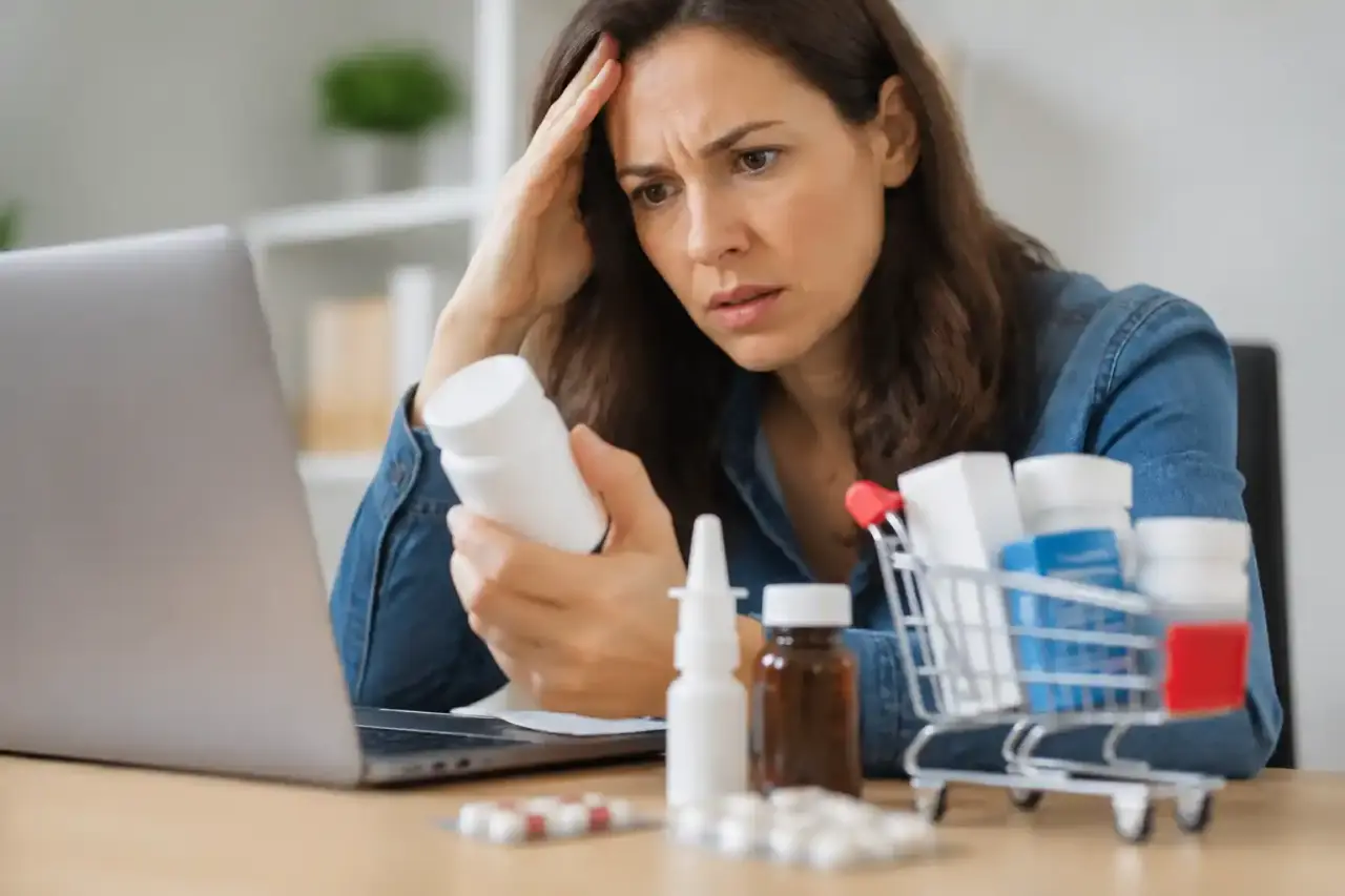 Produits de parapharmacie en ligne présentés dans un environnement propre et professionnel