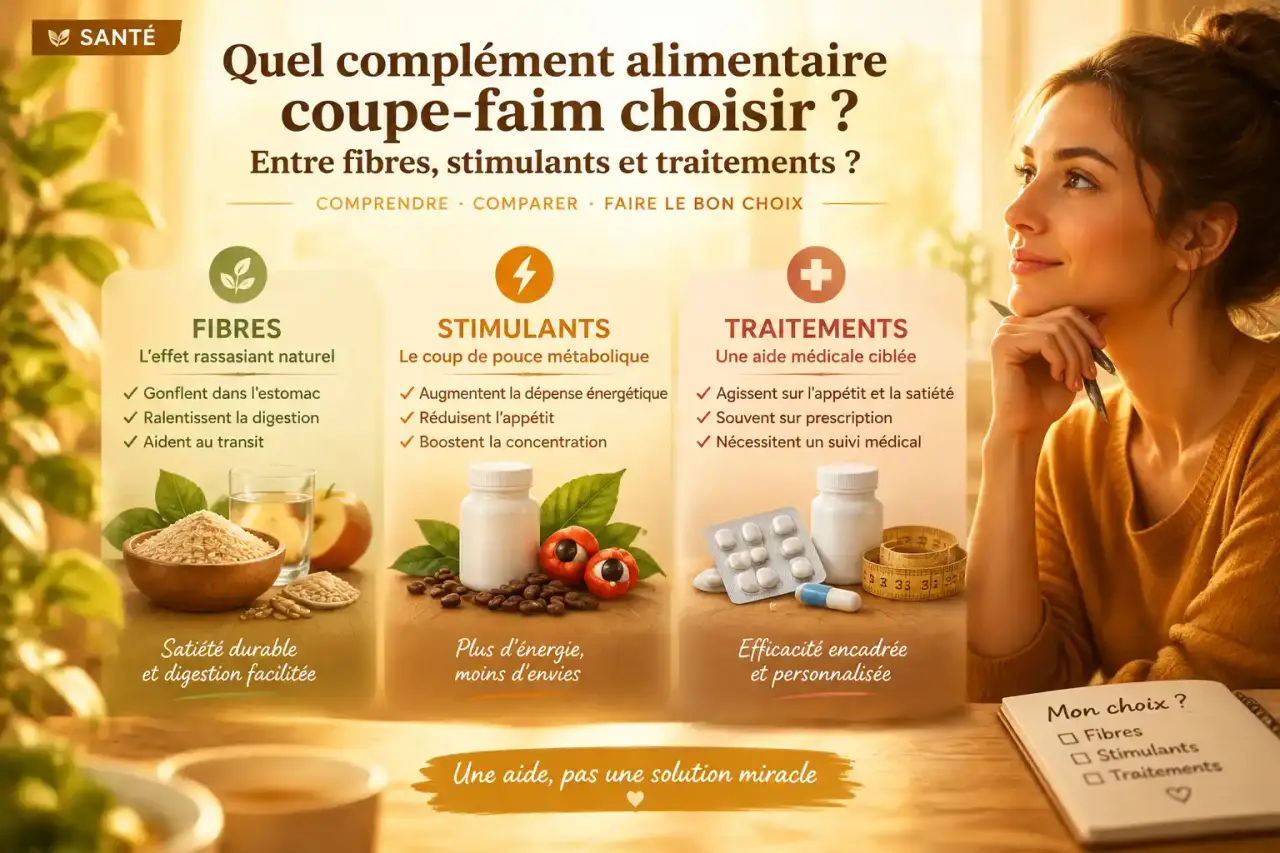 Quel complément alimentaire coupe-faim choisir entre fibres, stimulants et traitements ?