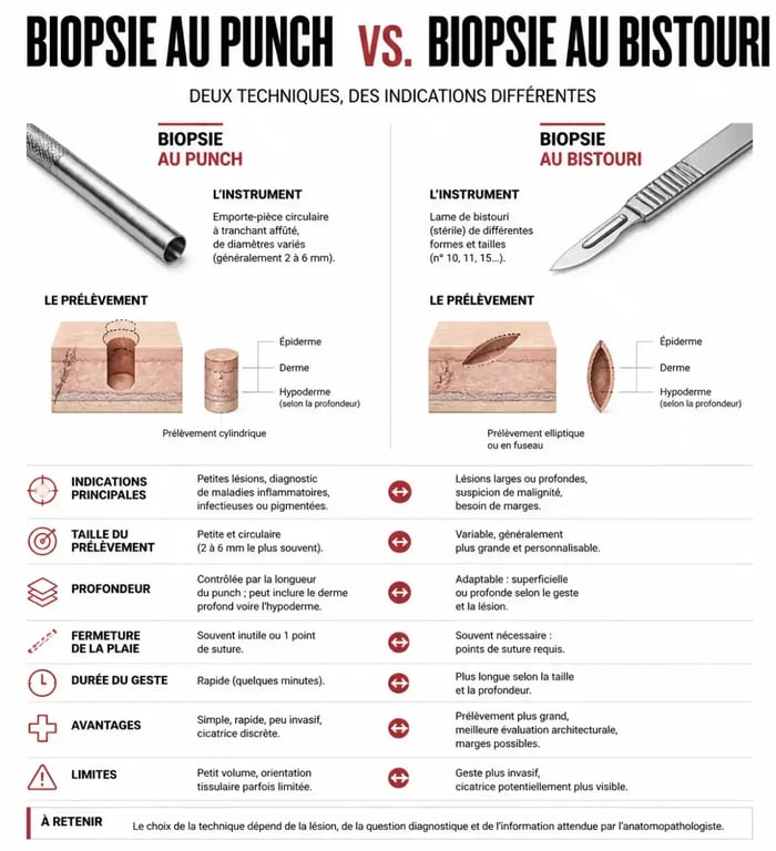 Comparaison des techniques de biopsie cutanée : punch vs bistouri