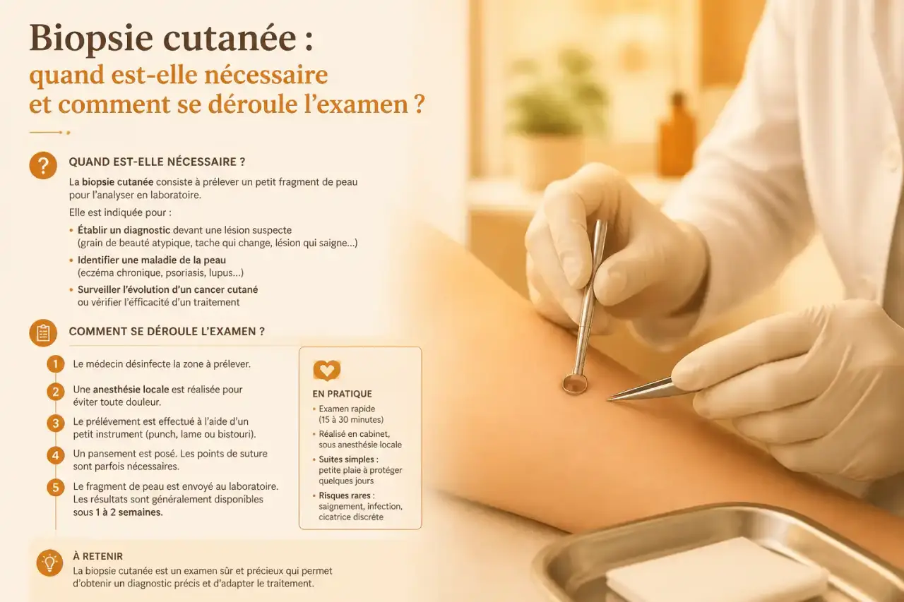 Biopsie cutanée : quand est-elle nécessaire et comment se déroule l'examen ?