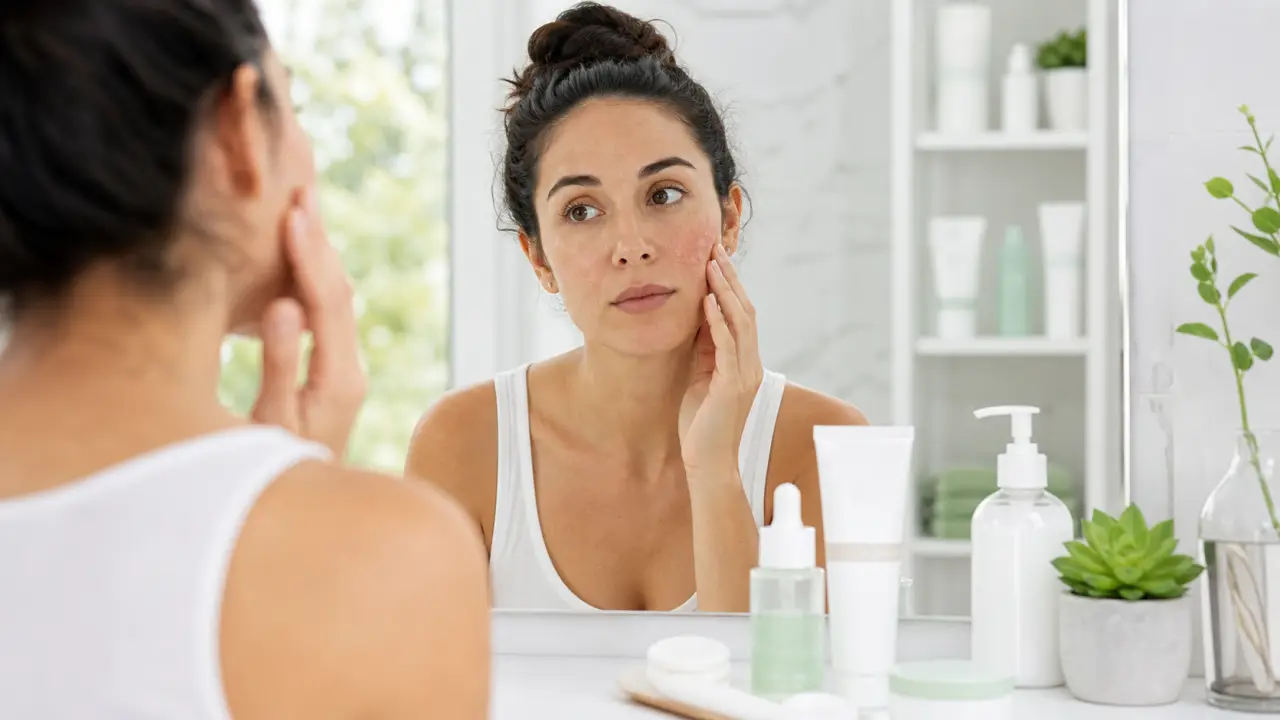Produits dermo-cosmétiques premium sur fond clair