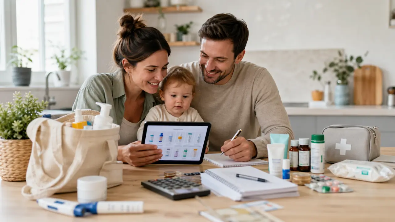 Produits de santé familiaux présentés dans un environnement propre et lumineux