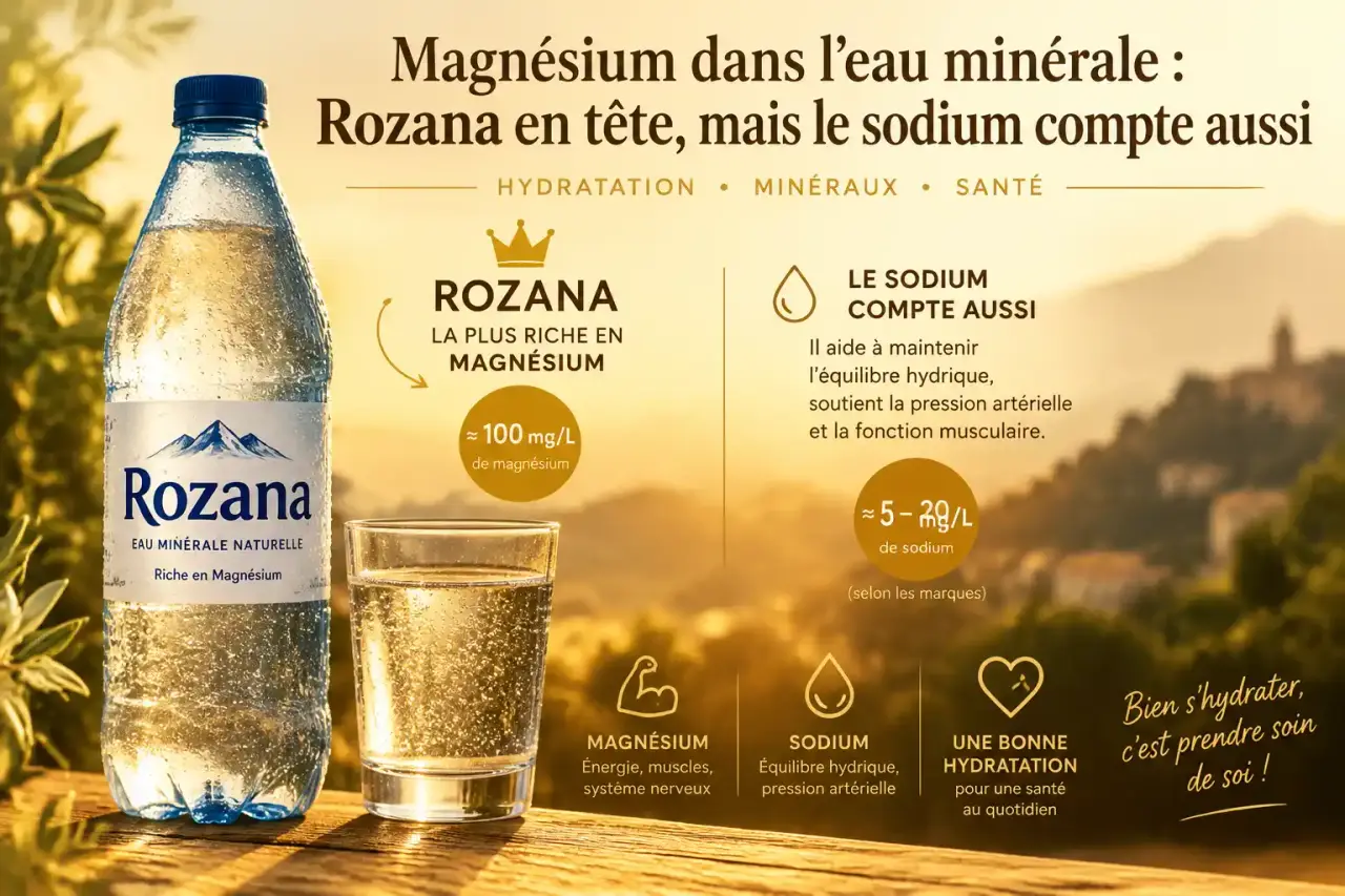 Magnésium dans l’eau minérale : Rozana en tête, mais le sodium compte aussi