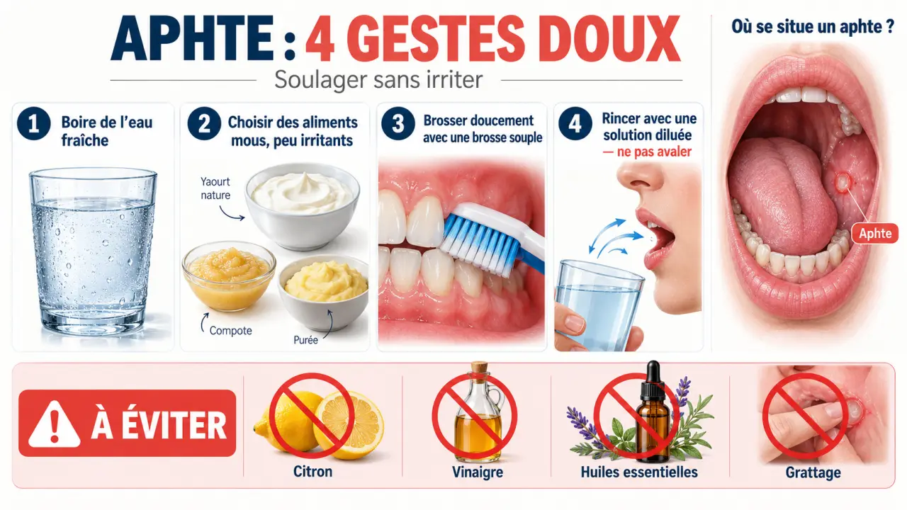 Aphte comment soigner naturellement : gestes doux à faire et irritants à éviter